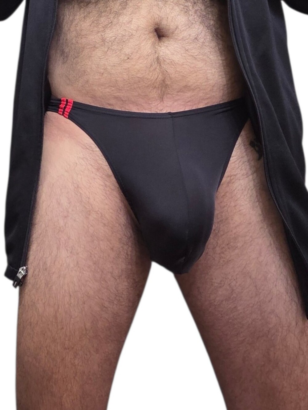New Men's Thong In Black With Red Accent Size L
